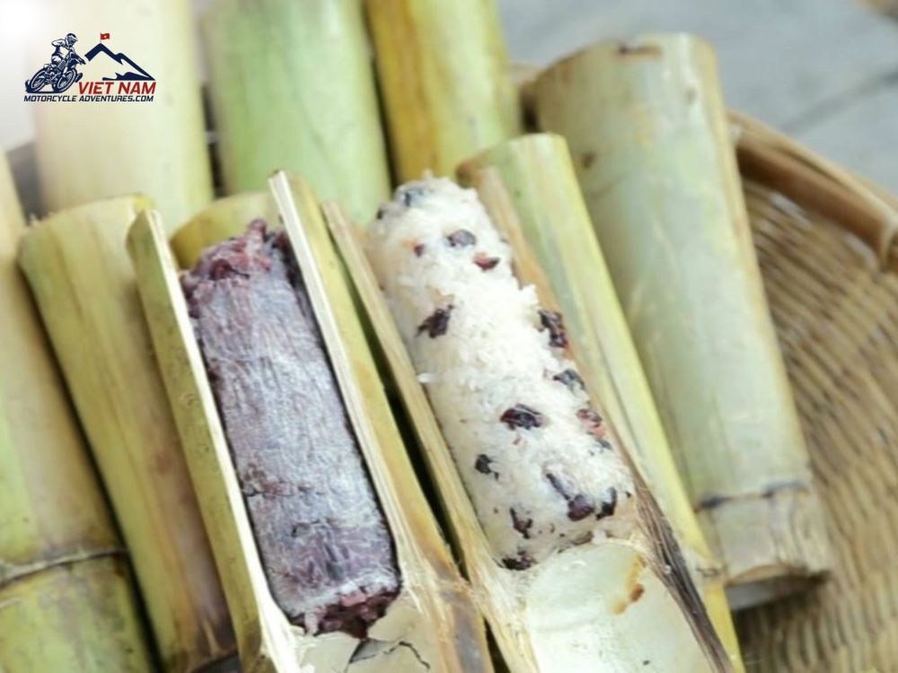 Delicious bamboo-cooked sticky rice is a must-try on your Ha Giang Loop 4 days adventure!